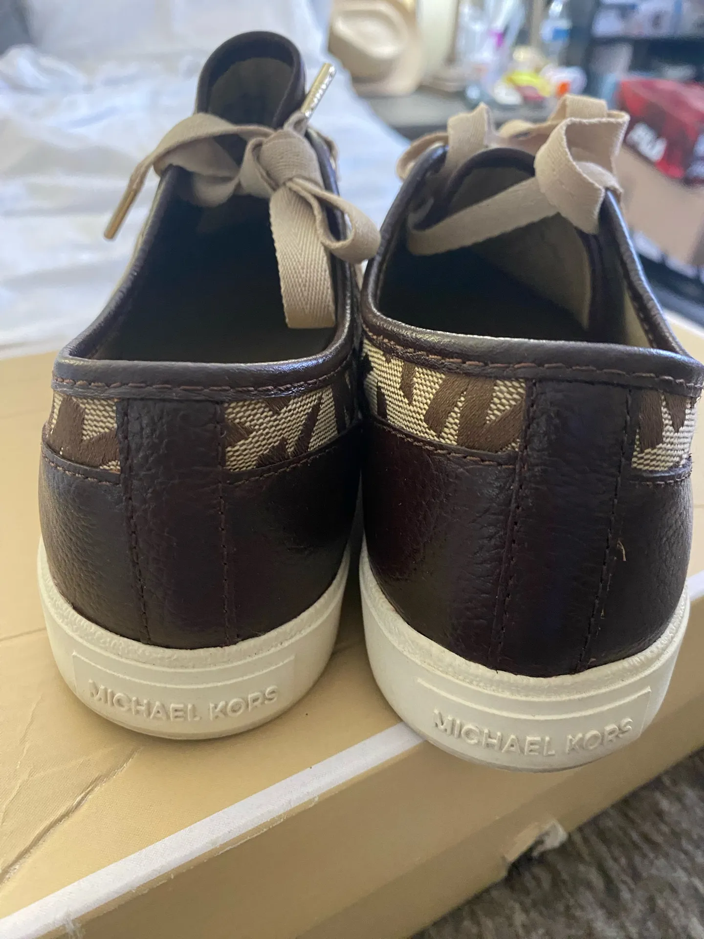 Michael Kors Womans MK Monogram City Sneakers Tennis Shoes Mocha Size 7 M Womens - Image 5