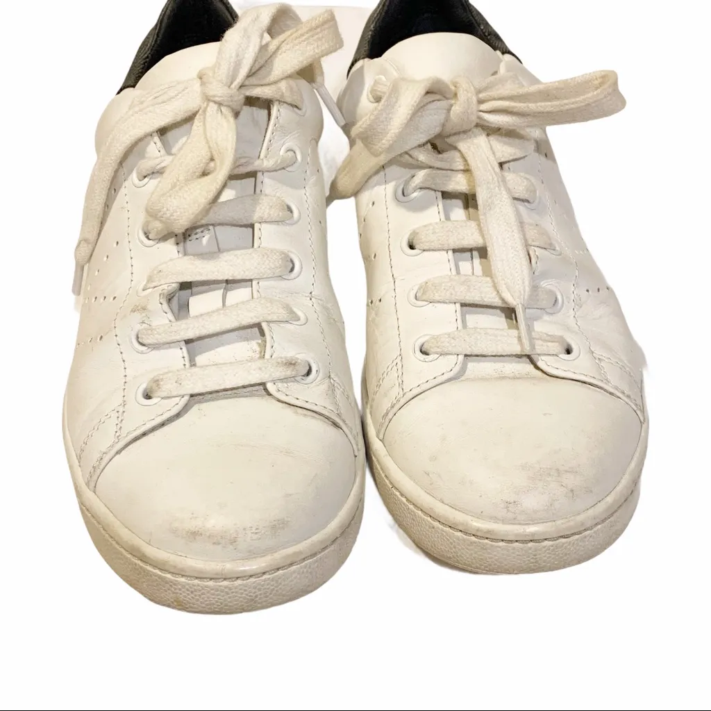 Vince Womens Size 7 White‎ Leather Varin Mixed Media Low Top Fashion Sneakers - Image 4