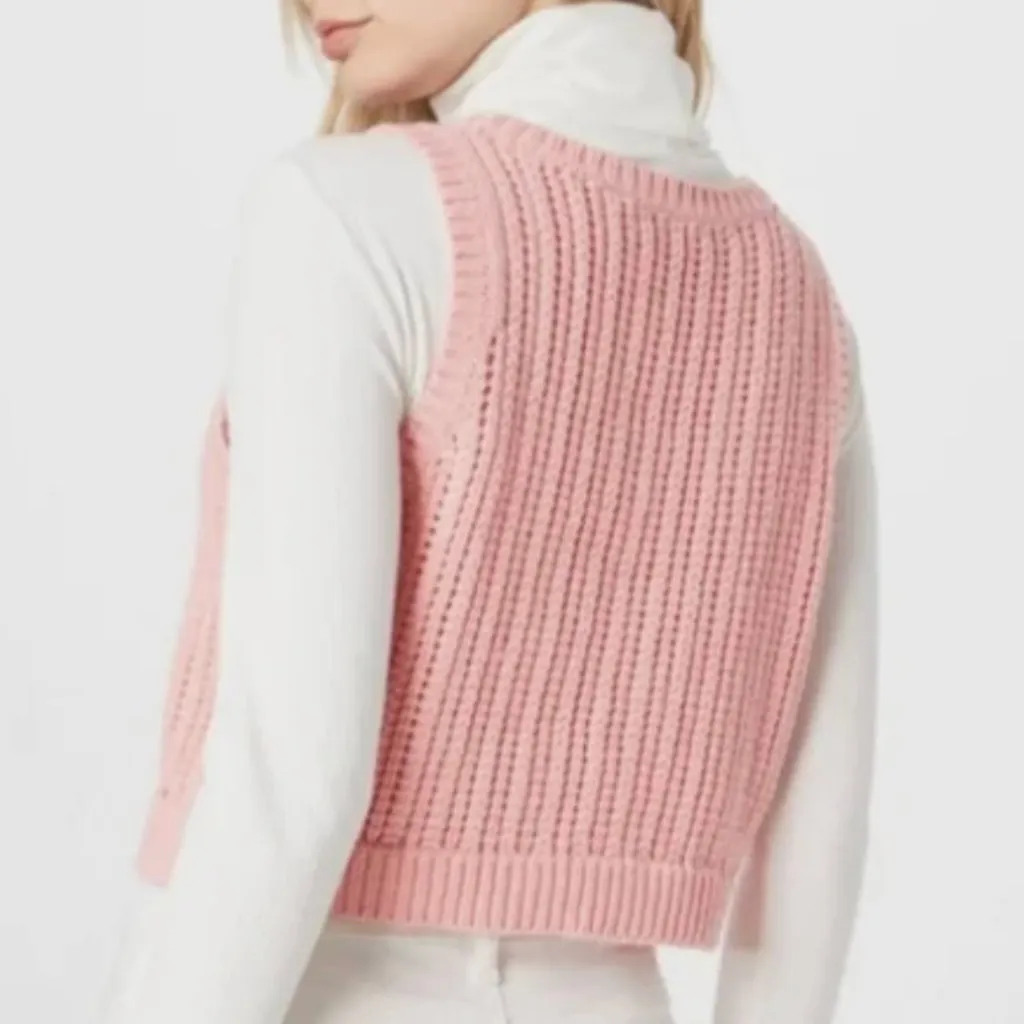 LEVI'S LEVIS Baby Blue Sweater Vest PINK COLOR Sleeveless Cotton Crop Top Tank - Image 5