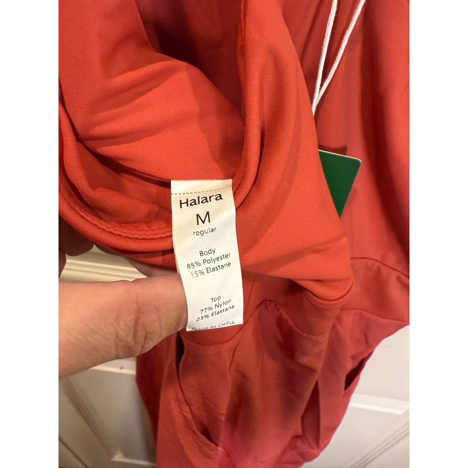 Halara Wide Leg Jumpsuit Orange Spaghetti Strap Pleated Pockets Size Medium - Image 8