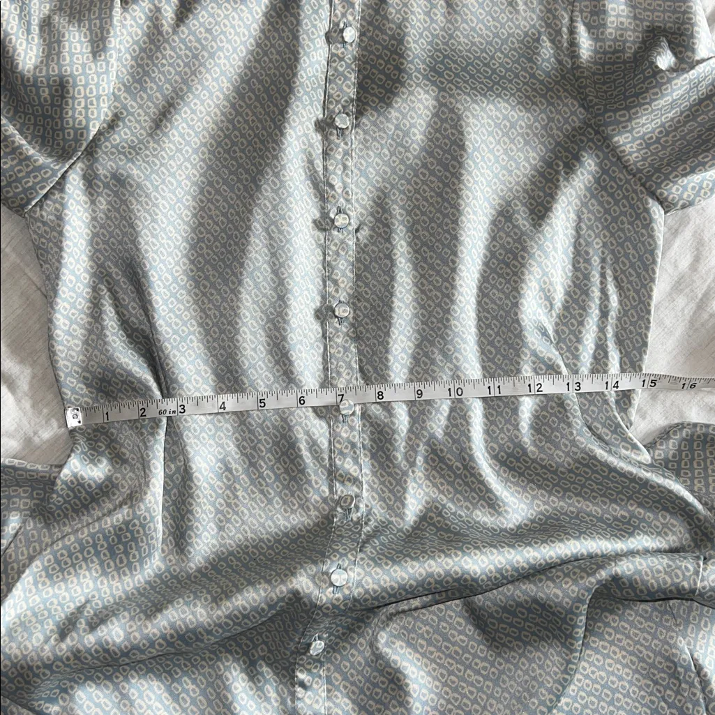 Cinq a Sept Long Sleeve Satin Shirt Dress Size 0 Blue - Image 9