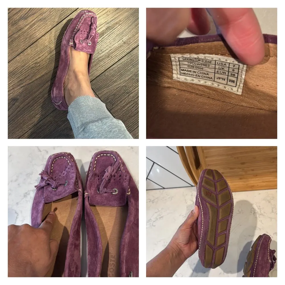 Lacoste Suede purple Driving Shoes boat shoes loafers flats size 7 preppy - Image 7