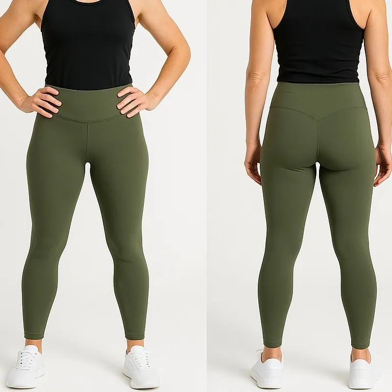K. By Kendra Scott Activewear High‎ Rise Lustrous Leggings Olive Green Size L Size L - Image 2