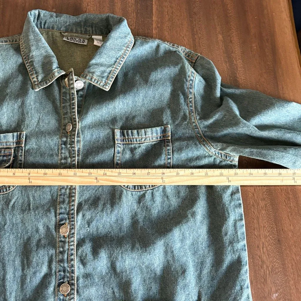 Vtg Chico’s Denim Workwear Chore Coat Jacket Button Down Size L (3) - Image 8