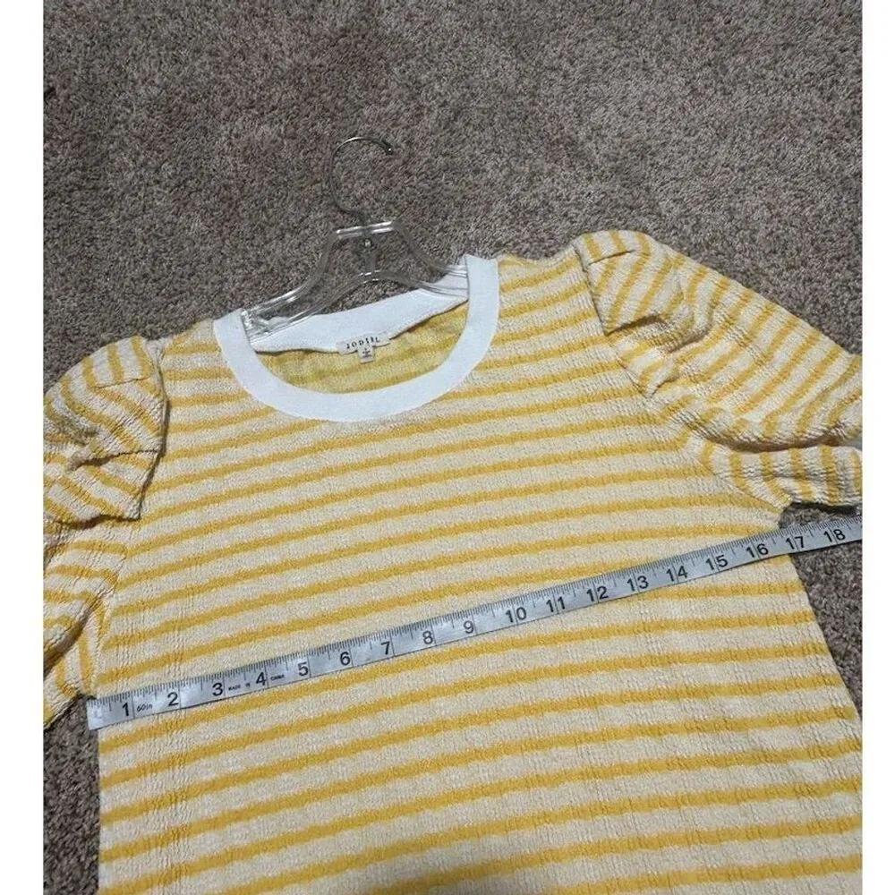 Jodifl Women's Yellow Striped Ruffle Sleeve Blouse Size S Casual Top - Image 5