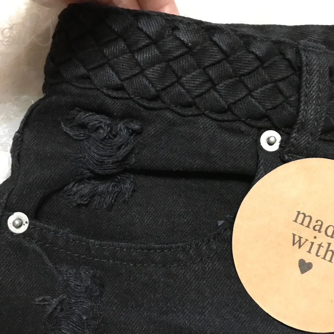 Braided Denim Jeans Folded Shorts - Image 3