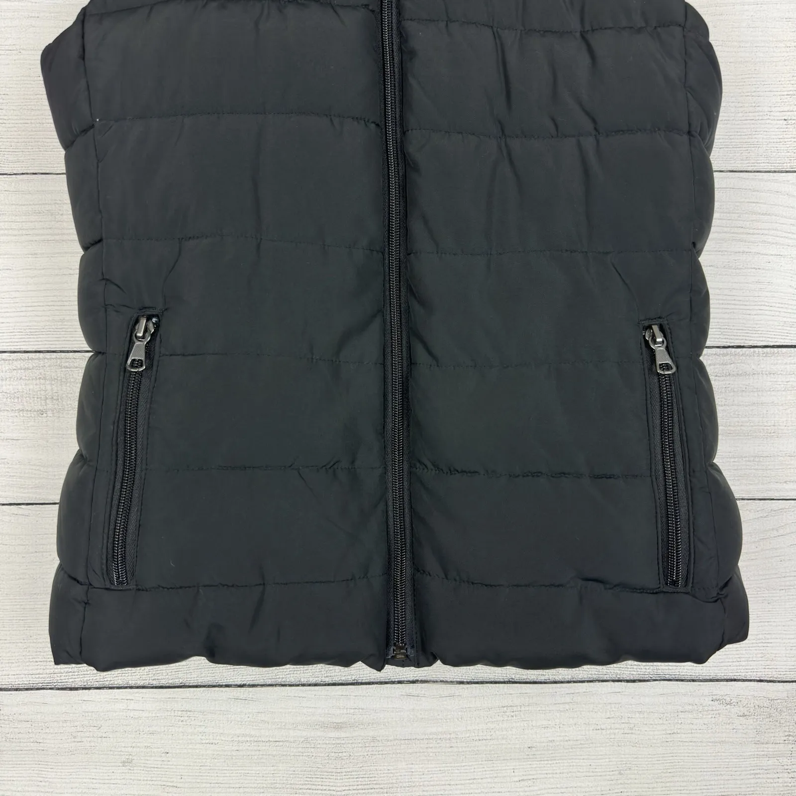 Banana Republic Black Puffer Vest Women's‎ Size Small Faux Fur Hood Ski Outdoor - Image 4