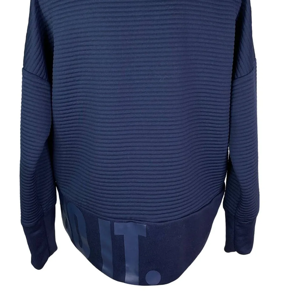 Nike Dri Fit M Navy Training Double Knit Ribbed Sweatshirt Just Do It - Image 10