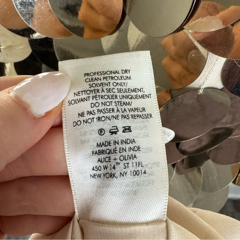 Alice + Olivia Contessa Paillette-Embellished Crepe De Chine Mini Dress Gold 2 - Image 9