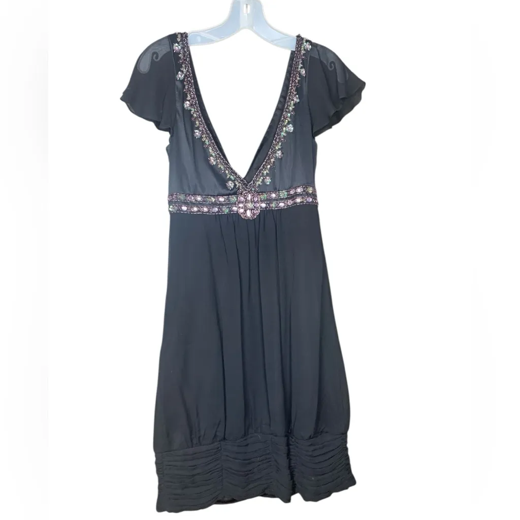 Sue Wong size 4 small Black Nocturne mini silk beaded y2k Dress party dance lbd - Image 2