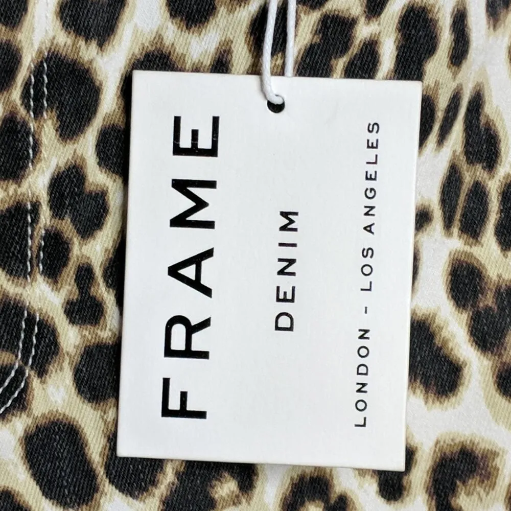 Frame Ali Leopard High Rise Cigarette Jeans Skinny Crop Animal Print 31 New - Image 15