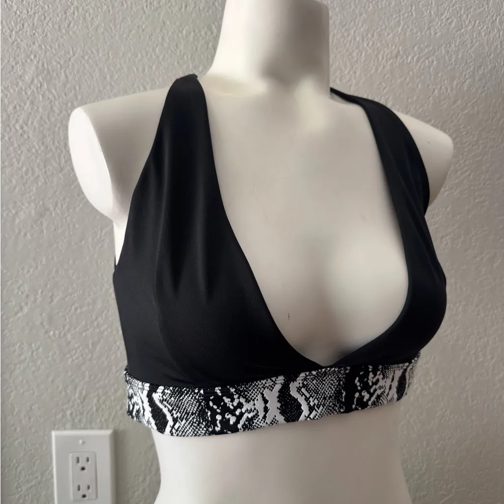 CXIX Creatures Polewear Pole Boa Snakeskin Grippy Triangle Sport Bra Top XS S Black - Image 3