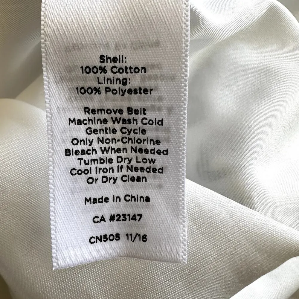 Talbots Floral A Line Dress Tie Waist Daisy Print Cotton White Black 12 NWT - Image 5