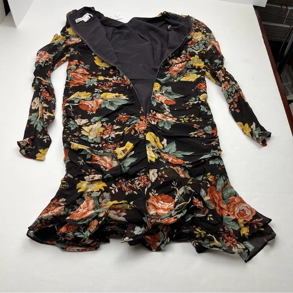 Veronica Beard Hedera Floral Mini Dress Womens 8 Oxblood Black Red Floral‎ NEW - Image 11
