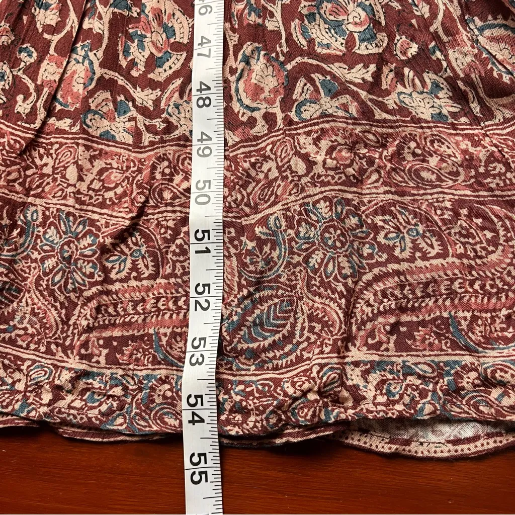 Faherty Toluca Tiered Long Sleeve Dress Merlot Bordeaux Red Floral Womens‎ Small - Image 11