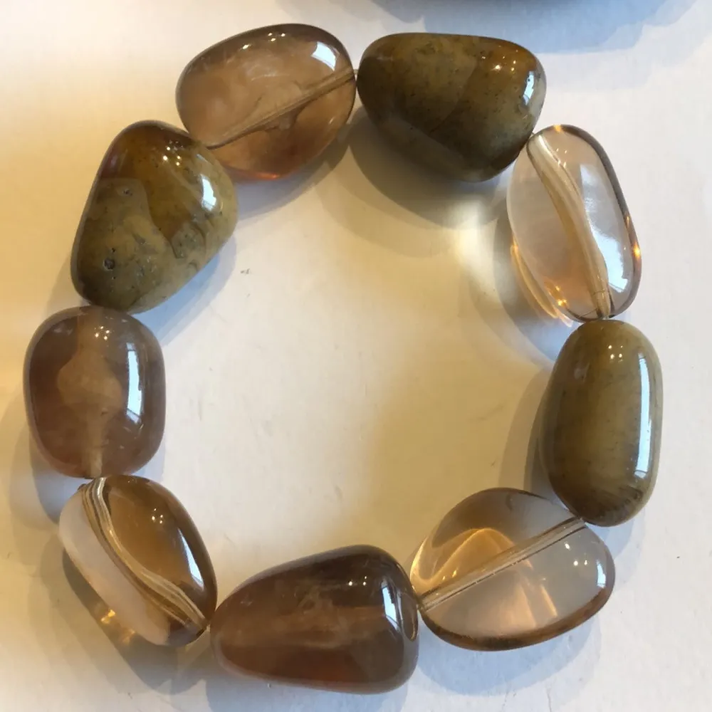 2 Boho Stretchy Brown & Neutral Beaded Bracelets - Image 6