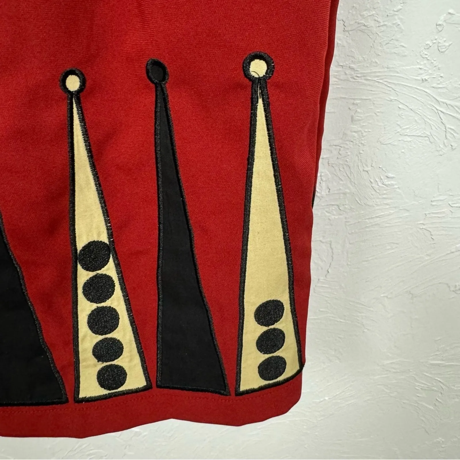 ModCloth Bea Dot Blockade Party Fit & Flare Dress Womens M Red Retro Sleeveless - Image 8