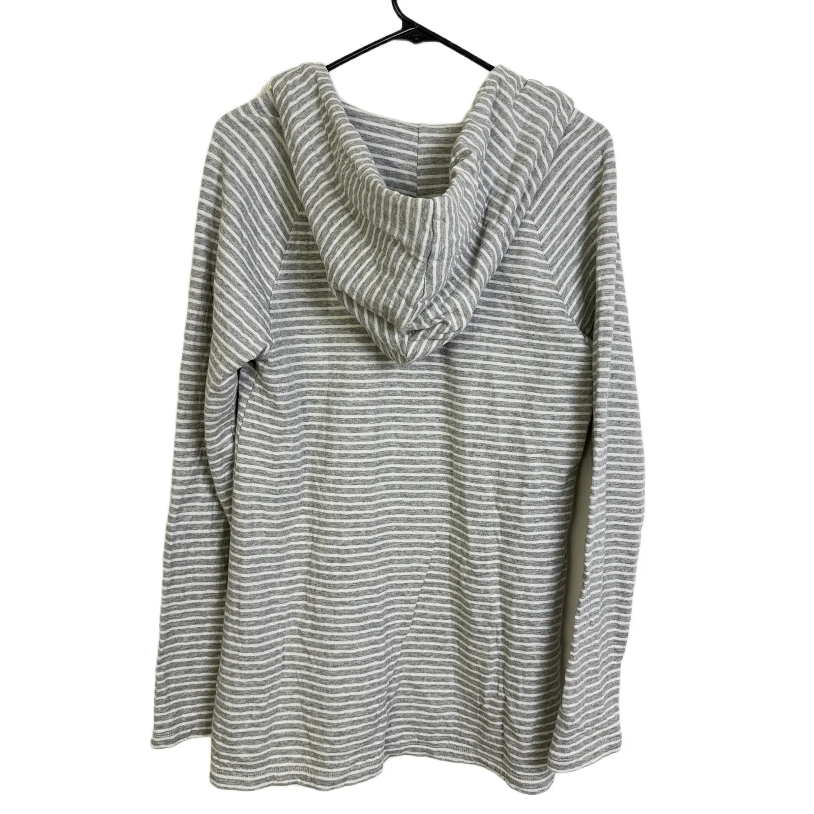 James Perse Standard Pullover Hoodie Size 4 Womens Grey Stripe Sweatshirt Cotton - Image 7