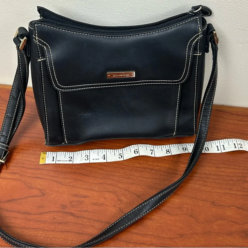 Liz Claiborne Black Crossbody Bag with White Stitching-very CLEAN! - Image 8