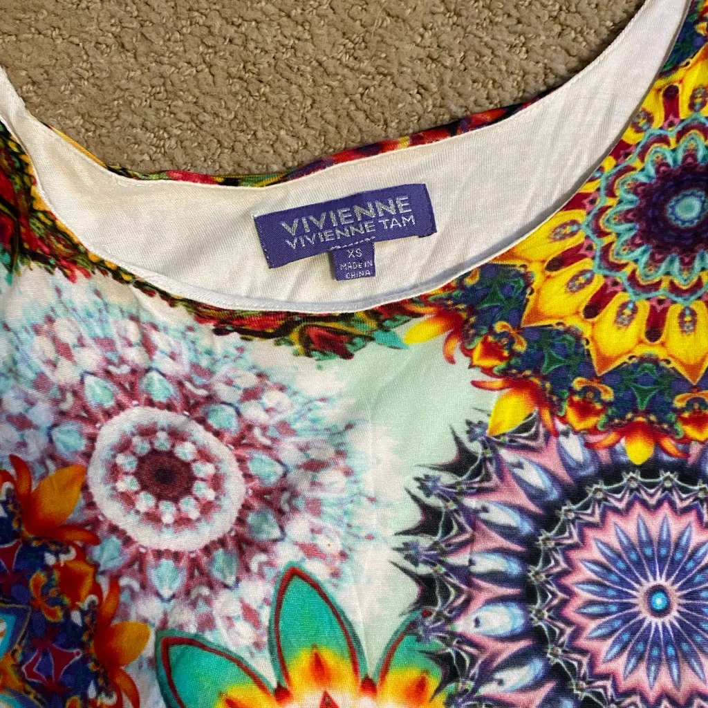 Vintage Vivienne Tam bright mandala mini dress tank style - Image 3