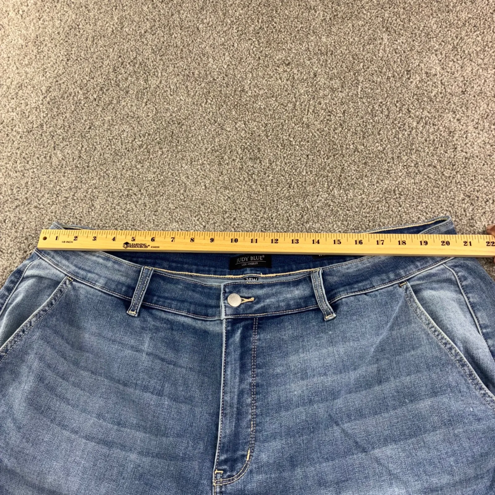 Judy Blue Wide Leg Denim Jeans Womens Plus Size 24W Blue Stretch Cuffed‎ Bottom - Image 3