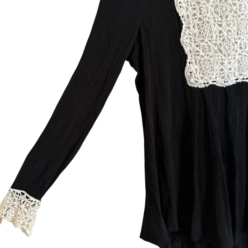 Free People Black Lace Bib Tunic Top Women’s Size XS - Image 5