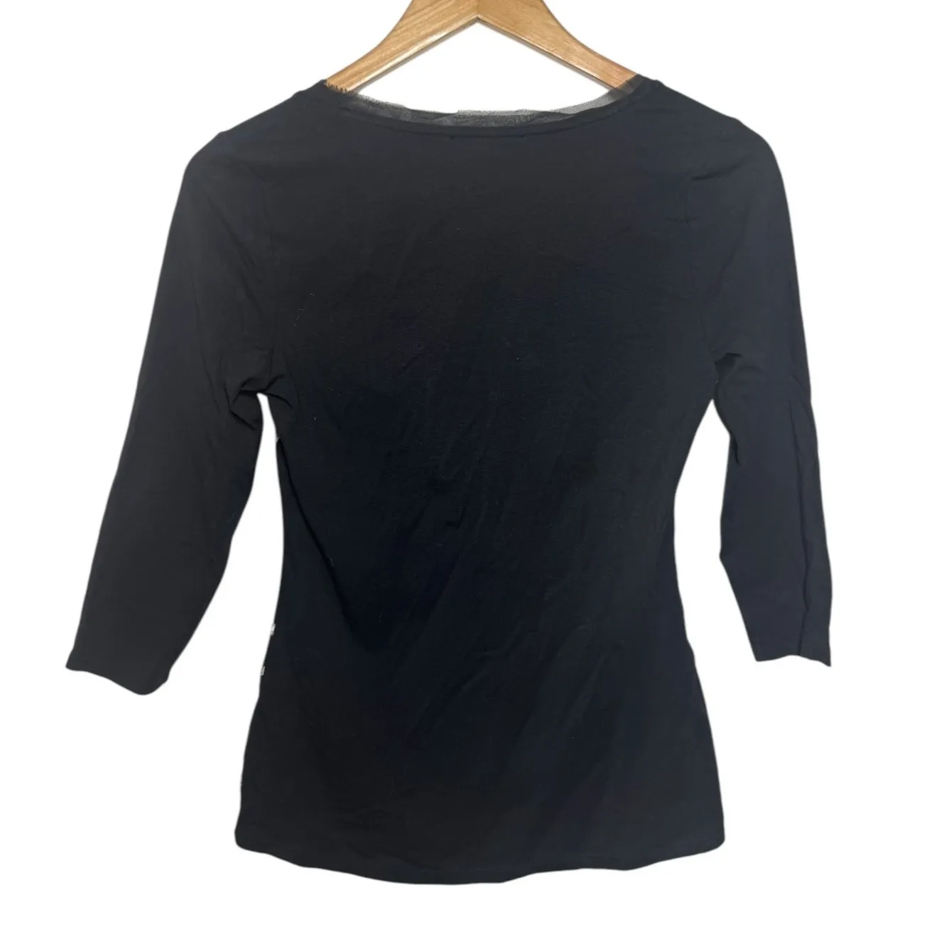 White House Black Market NWT Top Women S Black Pink Bling Bow Y2K Bratz Coquett - Image 2