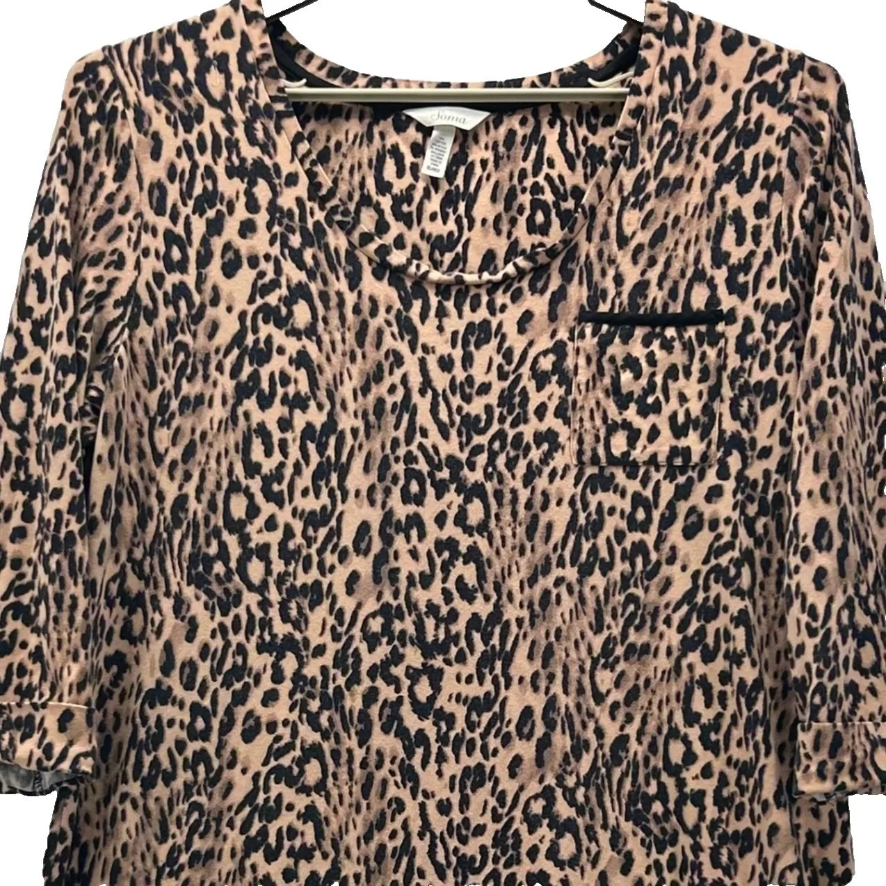 Soma‎ Sleep Dress XL Leopard Print Longe Warm Comfy Loose Neutral Animal Print - Image 3