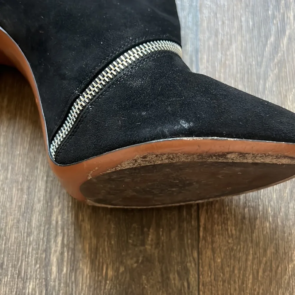 ALAIA BLACK SUEDE WRAP AROUND ZIP HIGH HEEL BOOTS Size 9 - Image 4