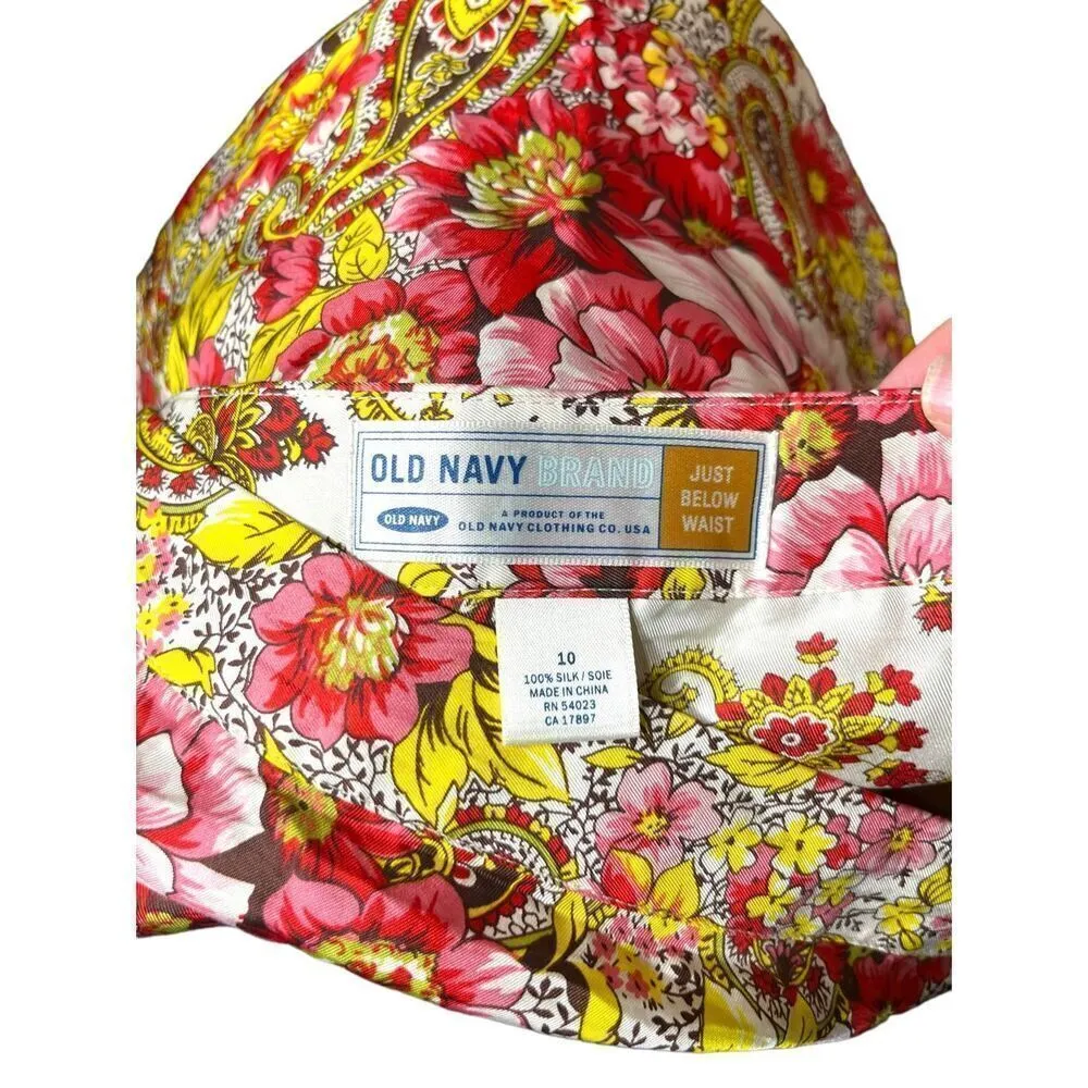 Old Navy Y2K 100% Silk Floral Paisley Print Just Below The Waist Skirt Size 10 - Image 8