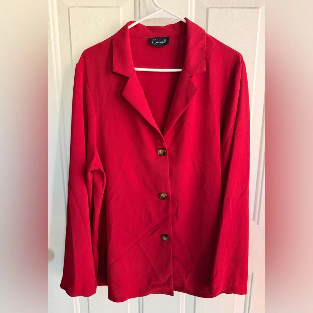 CONNECTED APPAREL Red Lightweight Button Blazer Top Women’s XL. - Image 2