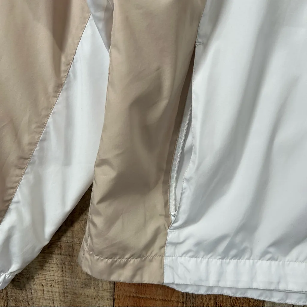 FootJoy Women’s Golf Jacket Medium Beige White Zip Up Lightweight Windbreaker - Image 4