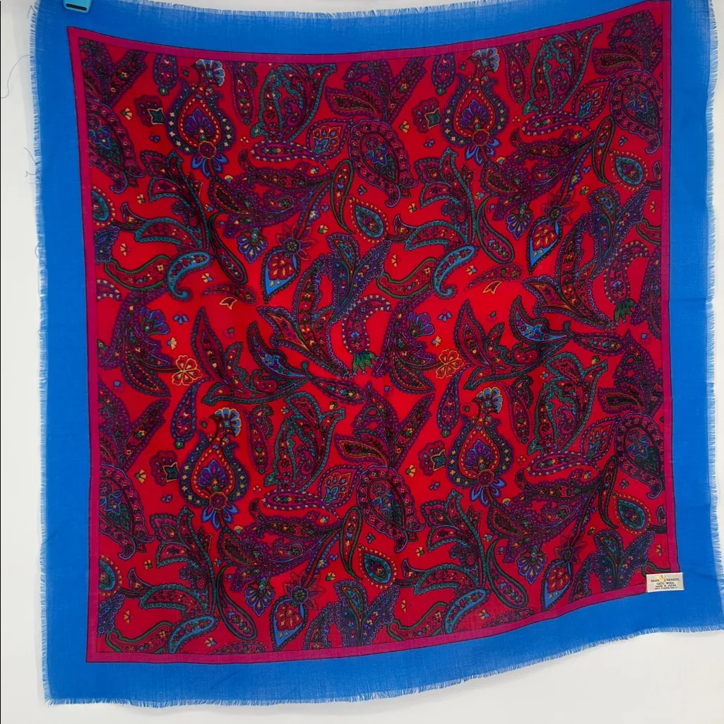 Vintage Baar & Beards Wool Scarf made in Japan Red - Image 6