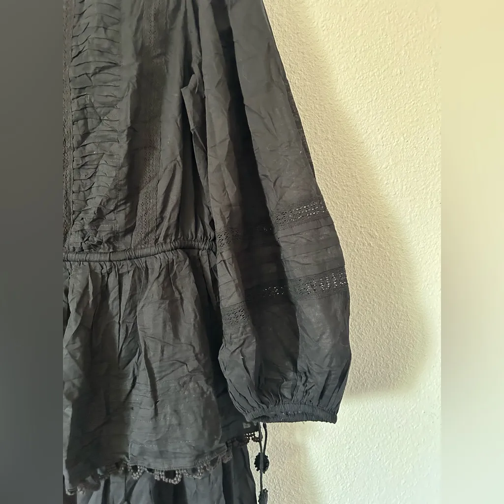 Farm Rio Pintuck & Lace Detail Long Sleeve Cotton Minidress  sz M - Image 6