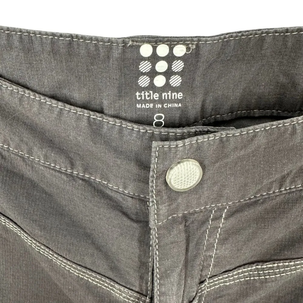 TITLE NINE Brash Charcoal Gray Stretch Cotton Cargo Cropped Pants Size 8 - Image 2