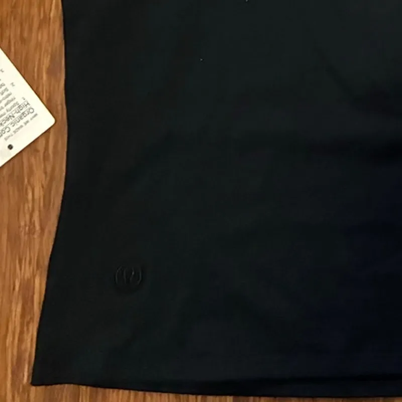 Lululemon Organic Cotton High-Neck Ringer Tank Top Black/Light Ivory Size XL - Image 3