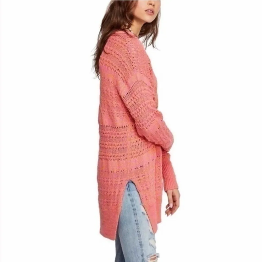 Free People Hot Tropics Paloma Combo Open Knit V-Neck Long Sleeve Sweater XS NWT - Image 3