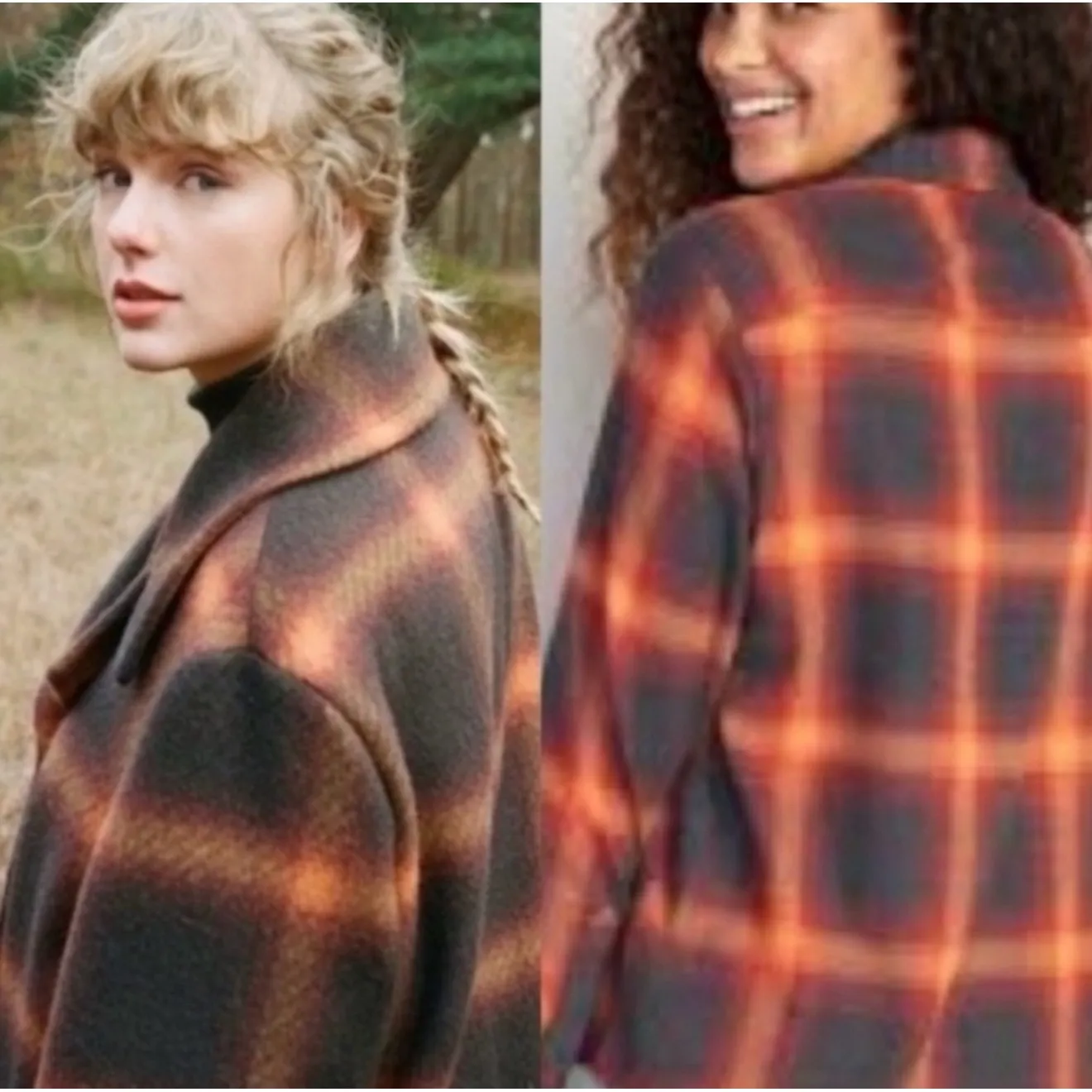 Taylor Swift Evermore Flannel Old Navy Size Large Orange Black - Image 2
