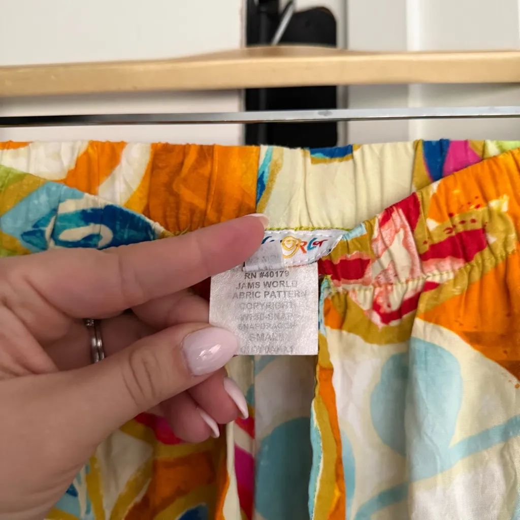 Jams World Pants Floral Pull On Pants Drawstring Wide Leg - Image 3