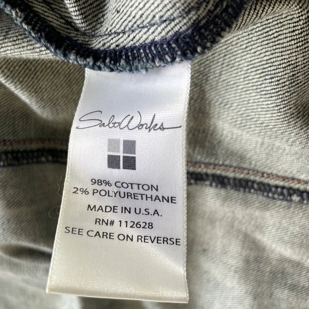 Salt Works Womens S Button Up Fitted Stanton Denim Jacket Long Sleeve Rinse Wash Blue - Image 7