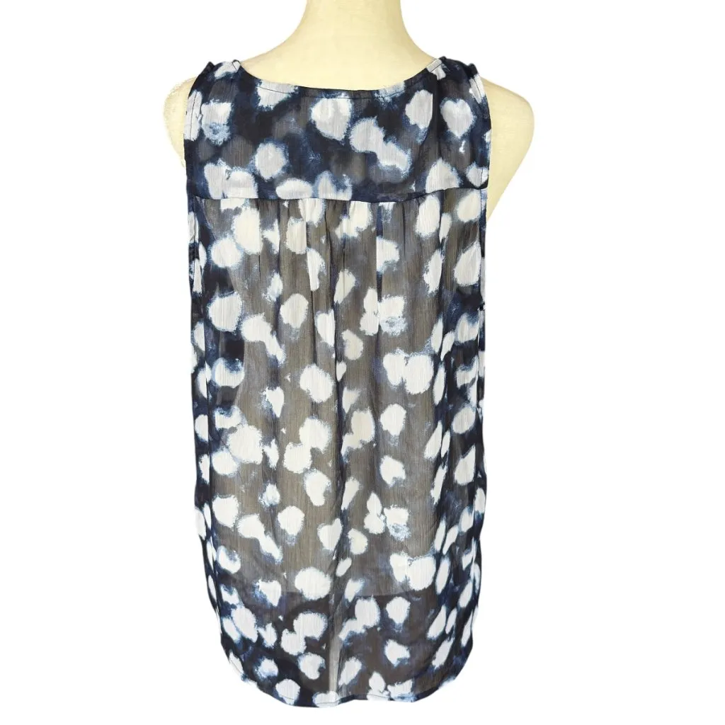 Christopher & Banks blue and white sheer sleeveless pullover tank top blouse M - Image 4