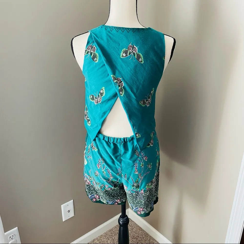 Elevenses By Anthro. Papillion Romper Green Sz XS - Image 3