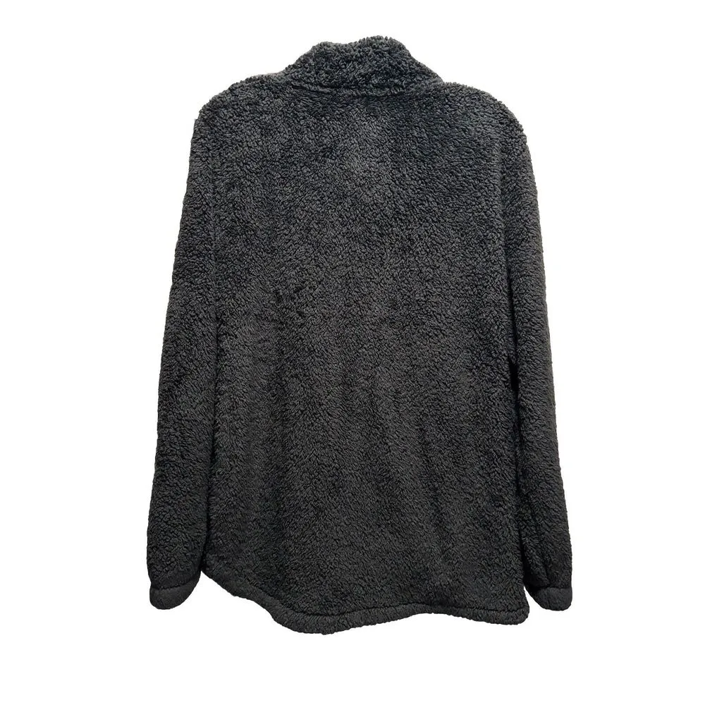 Christopher & Banks Gray Sherpa 1/4 Zip Up Pullover Size L Long Sleeve Pockets - Image 4