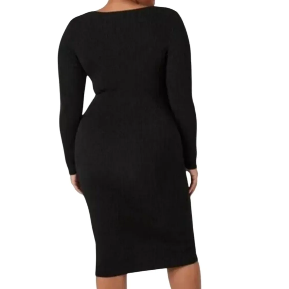 Abercrombie & Fitch Dress Black Ribbed Sweater Cut Out Bodycon Fit Size XXL NWT - Image 7