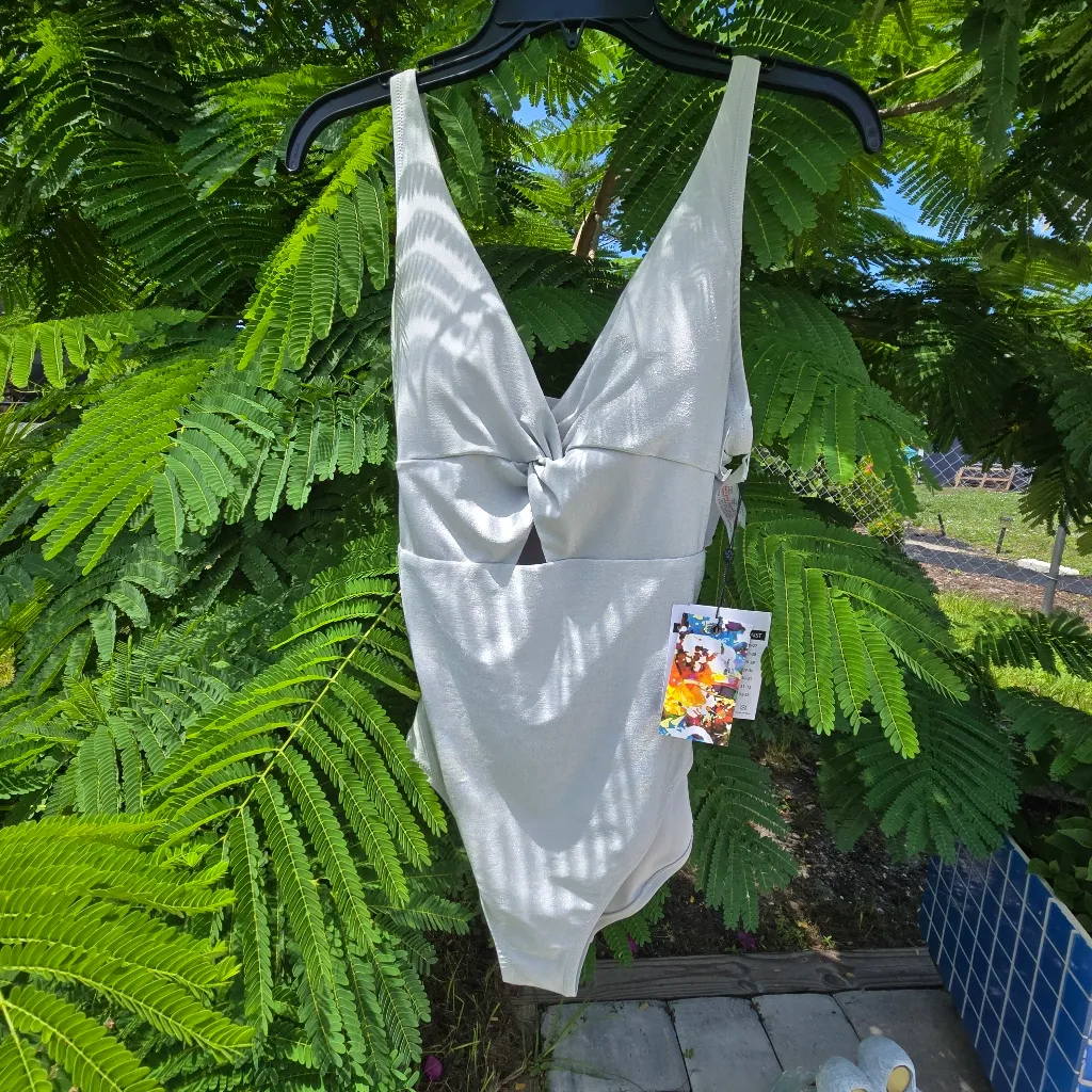 Robert Grsham Silver Glitter One Piece Swimsuit 10 - Image 2