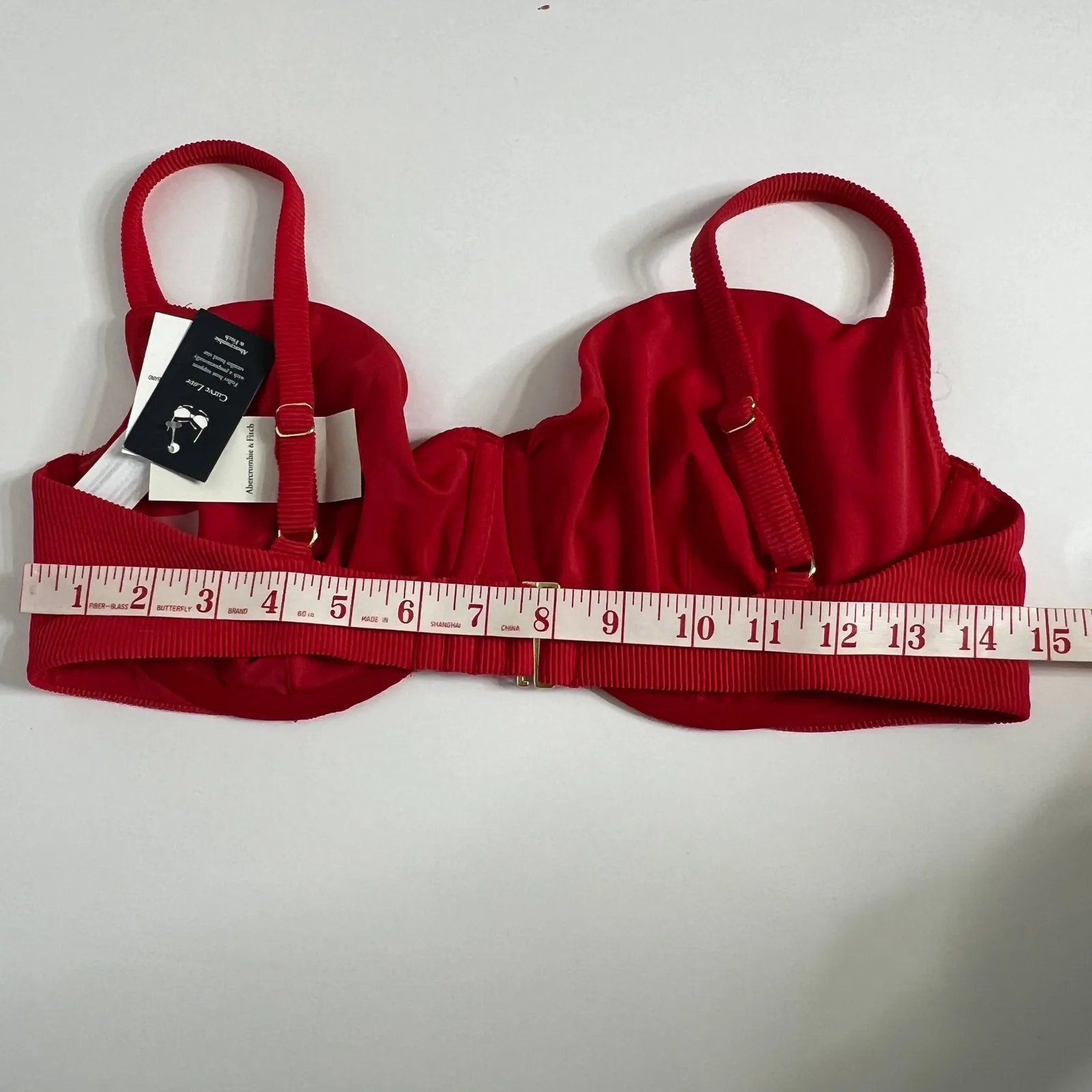 Abercrombie & Fitch Curve Love Red Ribbed Bikini Top Underwire Size Large - Image 7
