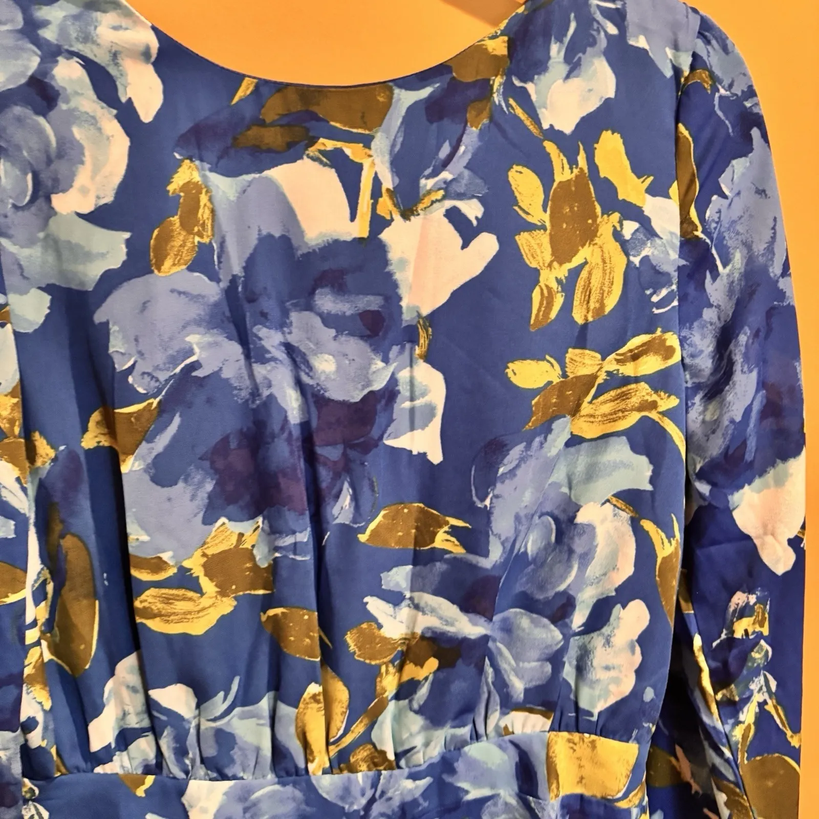 Lulus Sweetest Song Blue Floral Backless Long Sleeve Romper NWT Size L - Image 3