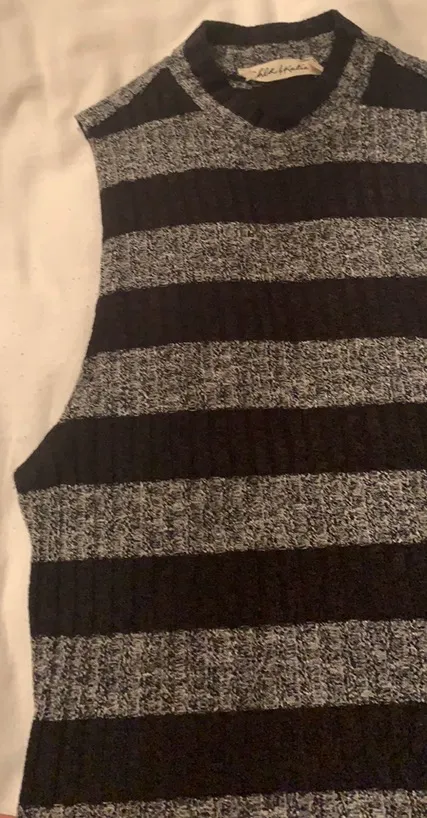 Striped Shirt / Sweater Vest Black - Image 2