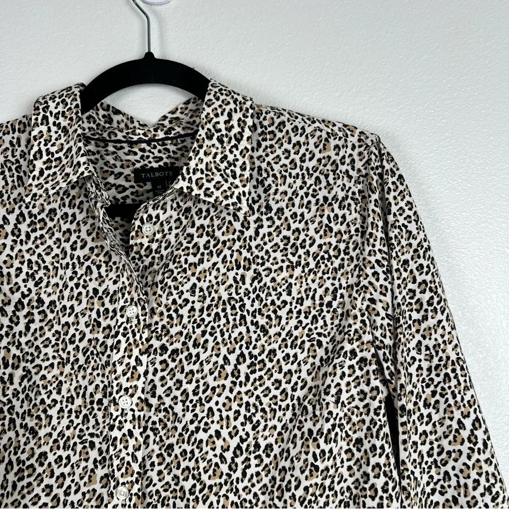 Talbots Cheetah Print‎ Button Up Blouse Sz M - Image 3
