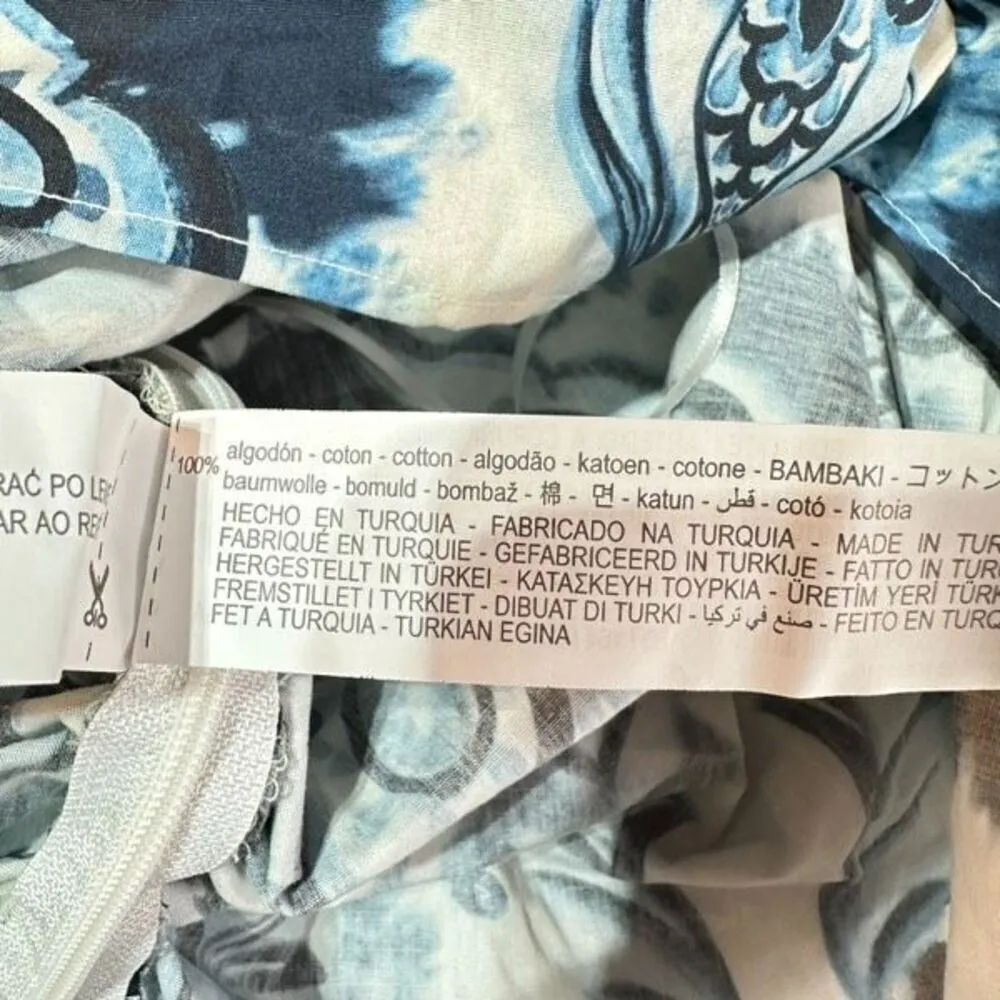 NWT Zara XS Floral Printed Ruched Cami Tank Top‎ Y2K THE OC White Blue - Image 10